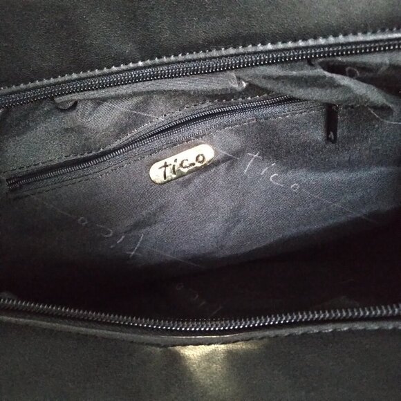 Tico NWT Black & White Graphic Tweed & Black Patent Shoulder/Satchel Bag - Picture 7 of 10